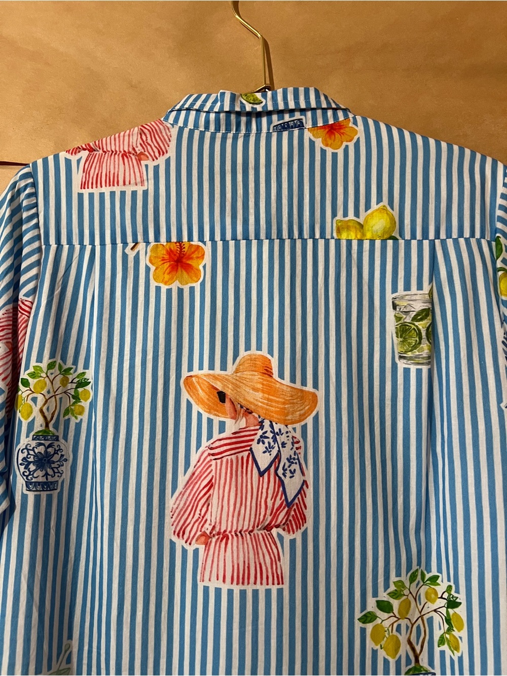 IslaPayal | Lisbon Mini Dress Martini Blue Stripe Lemons Button Front Size XL - Picture 10 of 12